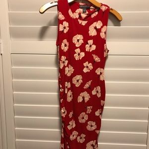 Red maternity dress fitted